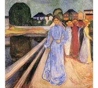 WDHBI HEKA Edvard Munch Poster mural Edvard Munch Women on the bridge Edvard Munch Impression moderne pour décoration d'intérieur Image sans cadre 65 x 65 cm x 1