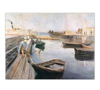 WDHBI HEKA Edvard Munch Wall Art《L’arrivée du Bateau Postal par 》Affiches Impressions Peinture sur Toile Abstraite pour décor de Salon Photo 70x50cmx1 sans Cadre