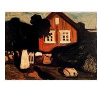 WDHBI HEKA Edvard Munch Wall Art 《La Maison au Clair de Lune》 Affiche et Impressions Peinture de Style Moderne pour la décoration intérieure Photo 35x50cmx1 sans Cadre