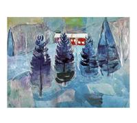 WDHBI HEKA Edvard Munch Wall Art 《Maison Rouge et épicéa》 Affiche Edvard Munch Imprime Peinture Moderne pour la décoration intérieure Image 15x20cmx1 sans Cadre