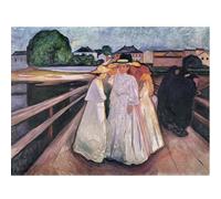 WDHBI HEKA Edvard Munch Wall Art 《Mesdames sur Le Pont》 Affiche Portrait Impressions Style Moderne Peinture pour Décoration Intérieure Photo 55x75cmx1 sans Cadre