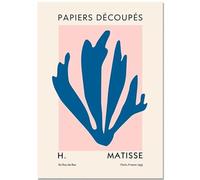 WDHBI HEKA Henri Matisse Art Mural Henri Matisse Toile Peinture Papier Découpé Impressions Style Moderne Corail Bleu Affiches pour Décoration Intérieure Photo 60x80cmx1 Non encadré