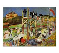 WDHBI HEKA Raoul Dufy Art Mural Et Affiche Impression Moderne Célèbre Raoul 《La Jetée À Sainte-Adresse》Peinture sur Toile pour La Maison Décoration Murale Photo 60x90cmx1 sans Cadre