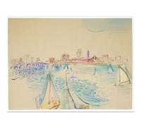 WDHBI HEKA Raoul Dufy Wall Art Raoul Dufy Affiche Moderne Prin《Voiliers sur la rivière Charles》 Peinture sur Toile pour Bureau à Domicile Décoration Murale Photo 15x20cmx1 sans Cadre