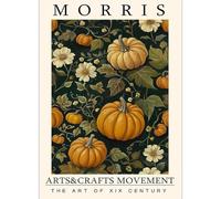 WDHBI HEKA William Morris Art Mural William Morris Peinture sur Toile Citrouilles Et Fleurs Impressions Affiches De Style Moderne pour La Maison Décor Photo 55x75cmx1 Non encadré