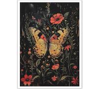 WDHBI HEKA William Morris Art Mural William Morris Peinture sur Toile William Morris Estampes Affiches Papillon de Style Moderne pour la décoration intérieure Photo 55x75cmx1 Non encadré