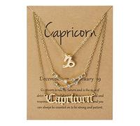 Wdhybwcx 3pcs / Set Carton Étoile Signe du Zodiaque Pendentif 12 Constellation Charme Collier en Or Bélier Cancer Lion Scorpion Collier Bijoux Cadeaux-Capricorne-12, Couleur Or, 45cm