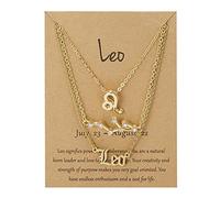 Wdhybwcx 3pcs / Set Carton Étoile Signe du Zodiaque Pendentif 12 Constellation Charme Collier en Or Bélier Cancer Lion Scorpion Collier Bijoux Cadeaux-Lion-7, Couleur Or, 45cm