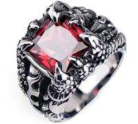 Wdhybwcx Exquise Dragon Griffe Cristal Bague pour Hommes Mâle Cool Biker Punk Gothique Anneaux Cocktail Party Bijoux Accessoires-8,Red