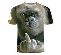 Wdhybwcx Hommes Animal t-Shirt Orang-outan/Singe T-Shirt imprimé 3D Hommes T-Shirts drôles Hauts à Manches Courtes O-Cou Impression 3D Vêtements d'été-HZ02, M
