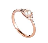 WDIYIEETN Bague de fiançailles élégante en or rose avec cristaux CZ, 6, Doré, rose