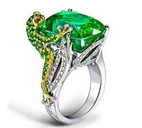 WDIYIEETN Bague de fiançailles en argent sterling 925 avec émeraude grenouille pour femme, bijou en cristal CZ (9)