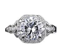 WDIYIEETN Bague de mariage vintage en argent sterling 925 avec cœurs et flèches brillants CZ cristal zircon (9)