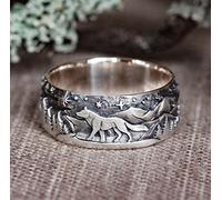 WDIYIEETN Bagues de couple de loup pour homme et femme - Vintage en argent - Bague viking nordique - Gothique rétro punk - Chevalière totem (7, homme)