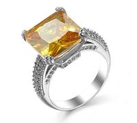 WDIYIEETN Fashion Jewelry Bague de mariage super énorme avec topaze jaune véritable pour femme Argent CZ Cristal (6)