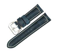 Wdjadp Bracelet en cuir ciré 20/22/24/26 mm, design élargi, convient aux occasions formelles et décontractées.,Bleu 2,24 mm