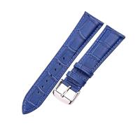Wdjadp Bracelet en cuir véritable de 18 à 24 mm, convient aux occasions professionnelles et décontractées, bracelet de rechange,Boucle bleue et argentée,24 mm