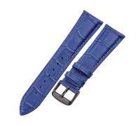 Wdjadp Bracelet en cuir véritable de 18 à 24 mm, convient aux occasions professionnelles et décontractées, bracelet de rechange,Boucle bleue et noire,22 mm