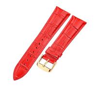 Wdjadp Bracelet en cuir véritable de 18 à 24 mm, simple et polyvalent, convenant aussi bien aux tenues formelles que décontractées.,Boucle en or rouge,19 mm
