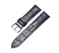 Wdjadp Bracelet en cuir véritable grain de bambou de 12/14/16/18/20/22/24 mm, convenant aussi bien aux tenues formelles que décontractées.,Bleu,20 mm