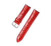 Wdjadp Bracelet en cuir verni orné de cristaux de 20/22 mm avec une finition brillante, convenant aux occasions formelles et décontractées.,Rouge,16 mm