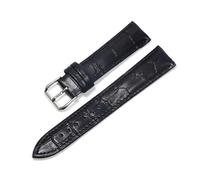 Wdjadp Bracelet en relief à motif crocodile 18/20/22 mm, motif classique, convenant aussi bien aux tenues professionnelles que décontractées.,Noir Argent,14 mm