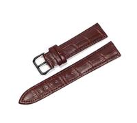 Wdjadp Bracelet en relief à motif crocodile 18/20/22 mm, motif classique, convenant aussi bien aux tenues professionnelles que décontractées.,Brun Noir,16 mm
