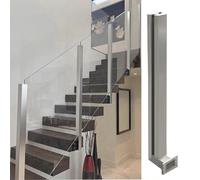 WDJBPSH Poteau Garde Corps Verre Pince Escalier Poteau de Garde-Corps avec Fixation Fixation Murale Latérale Connecteur de Clôture de Plateforme(Silver-Mid Post,H-64cm/25.2in)