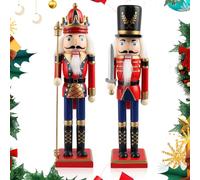 WDJLNZB 2 Grand Soldat Casse-Noisette Ornement de Noël en Bois avec Support, Casse-Noisette Soldat Décorations de Noël Traditionnelle, Marionnette de Soldat Figurine pour Arbre De Noël (B)