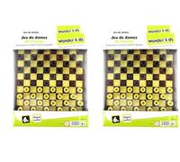 WDK Partner - A1300362 - Jeu de Société - Jeu Voyage Dame Plateau Plast, Brun, Crème (Lot de 2)
