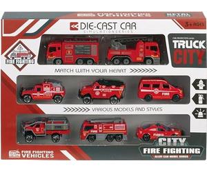 WDK PARTNER - A2502300 - Set de 8 Véhicules en Métal Pompier