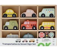 WDK PARTNER Set 8 Voitures Bois