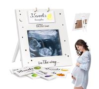 WDKXCN Cadre photo pour échographie de bébé, 24,1 x 12,7 cm, cadre photo pour bébé avec compte à rebours semaines, cadeau de révélation du sexe, cadeau de grossesse pour maman attendue