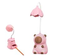 WDKXCN Lampe de Bureau Enfant, 2 en 1 Capybara Lampe, Lampe Bureau LED avec Taille-Crayon, Rechargeable Chevet USB avec Capteur Tactile, Lampe Bureau Sans Fil pour Lire et Etudier