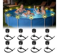 WDKXCN Lot De 8 Lampes Solaires Pour Piscine Avec Attaches De CâBle, éClairage Fluorescent Blanc Chaud, 4,5 Cm, Pour Bordure De Piscine, ClôTure, Jardin, Piscine, Bar, DéCoration De FêTe