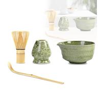WDKXCN Matcha Kit, Lot de 4 Kit Matcha Complet, Comprend un Bol à Matcha avec Bec, un Support pour Fouet à Matcha, Un bol à matcha Élégant, Coffret Matcha pour La Cérémonie Du Thé Japonaise