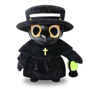 WDKXCN Peluche de médecin de la peste, 25 cm, peluche lumineuse pour décoration de Pâques, enfants et adultes, noire