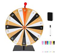 WDKXCN Roue porte-bonheur de 30 cm - 24 emplacements - Avec base et 9 stylos effaçables - Roue de bonheur - Roue de la fortune - Fer pour carnaval - Jeux de mots - Noël
