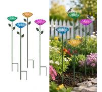 WDKXCN Station d'arrosage pour jardin, 4 mangeoires à fleurs, station d'arrosage réglable en forme de fleur, mangeoires papillon colorées imperméables pour décoration de jardin et cour