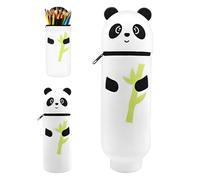 WDKXCN Trousse en Silicone Kawaii, 2 en 1 Trousse Panda Verticale, Trousse Trousse Kawaii Animaux, DIY Trousse à Crayons, pour écolière Bureau Adolescente Fille Garçon(Panda Bambou)