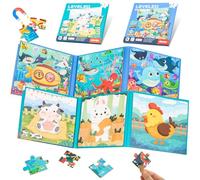 Wdmiya 2 Jeux de Puzzle Magnetique Enfants de 3 à 7 Ans, 16-20-25 pièces Éducatif Magnétique Puzzle, Jouets Magnétiques pour Les Voyages en Voiture, Cadeau Garçons et Filles