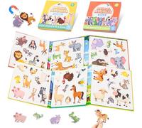 Wdmiya 2 Magnetic Book des Animaux, Jeu Educatif Magnétique 45 Aimants, Jeux de Puzzle Magnetique Enfants de 3 à 7 Ans, Jouets Magnétiques pour Les Voyages en Voiture, Cadeau Garçons et Filles