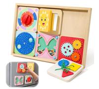 Wdmiya Tableau d'Activités Montessori pour Bébé, Jeu Sensoriel en Bois dès 1 an avec 6 Plaques Magnétiques | Jeu de Motricité Portable pour Voyage en Voiture, Cadeau d'anniversaire Garçon Fille