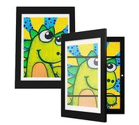 WDMJxar 2Pcs Cadre pour dessins d'enfants | Muraux Enfant Cadre Photo Extensible Enfant Cadres Photo d'art, Rangement Cadre d'art Dessin Enfant(2 pièce noir)
