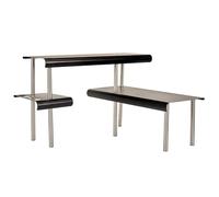 WDMT Étagère de rangement de cuisine avec support pour ustensiles de cuisine - 50 x 50 x 30 cm - Système de table compact à deux niveaux - Idéal pour spatule, cuillère et accessoires de cuisine - Noir