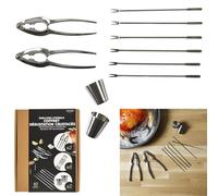 WDMT Lot de 10 couverts pour fruits de mer en acier inoxydable - Avec collation crabe, fourchettes et coupelles à sauce - Parfait pour homards - Argenté