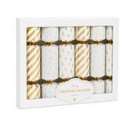 WDMT Lot de 6 crackers de Noël de luxe - Crackers de Noël festifs - Décoration de table de Noël - Accessoires pour le dîner de Noël - Fête de Noël - Décoration de Noël élégante (blanc/doré)