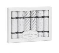 WDMT Lot de 6 crackers de Noël de luxe - Crackers de Noël festifs - Décoration de table de Noël - Accessoires pour le dîner de Noël - Fête de Noël - Décoration de Noël élégante (blanc/argent)