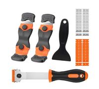 Wdmxszdq 4 Pcs Ensemble Grattoir de Nettoyage,Vitrocéramique avec + 30 Lames Plastique + 30 Lames Métallique, Grattoir Double Tête pour Enlever Étiquettes Film Voiture/Couleur Orange