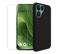 WDMYLFTW Coque pour FairPhone 6 Cover + 1 Pièce Verre trempé écran Film Protecteur - Silicone Bumper Transparent TPU Souple Housse Étui Protection Case (Black)